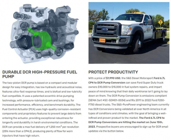 2011-2022 Diesel 6.7 Powerstroke S&S CP4 to DCR Pump Conversion