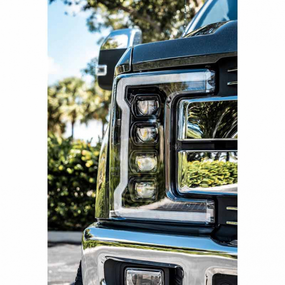 2017-2019 Super Duty  Recon Smoked LED Projector Headlights With OLED DRL 264372LEDBKCS