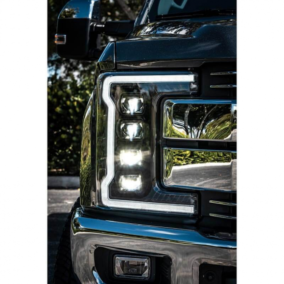 2017-2019 Super Duty  Recon Smoked LED Projector Headlights With OLED DRL 264372LEDBKCS