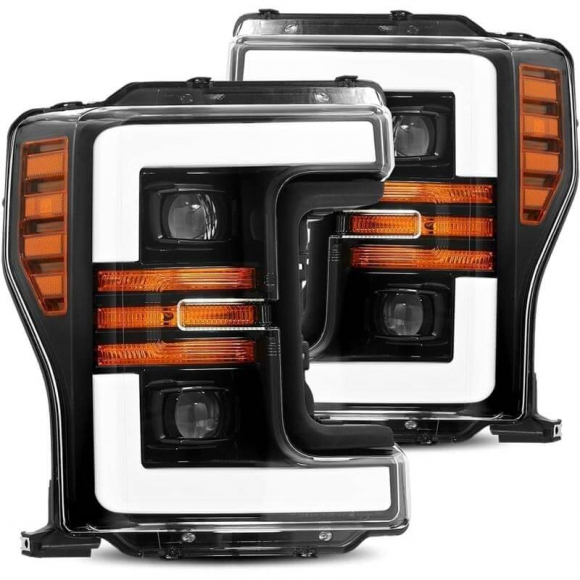 2017-2019 Super Duty Alpharex Pro-Series Jet Black Projector Headlights 880108