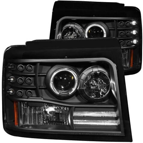 1992-1997 F-150,F-250,F-350, Bronco Anzo Black Projector Headlights 111184