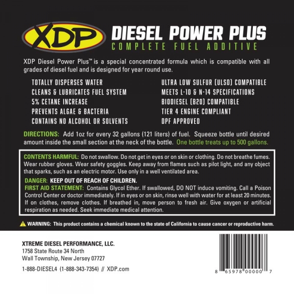 Diesel Power Plus Fuel Additive All Diesel Engines 16 Oz. Bottle Treats 500 Gallons XDDPP116 XDP