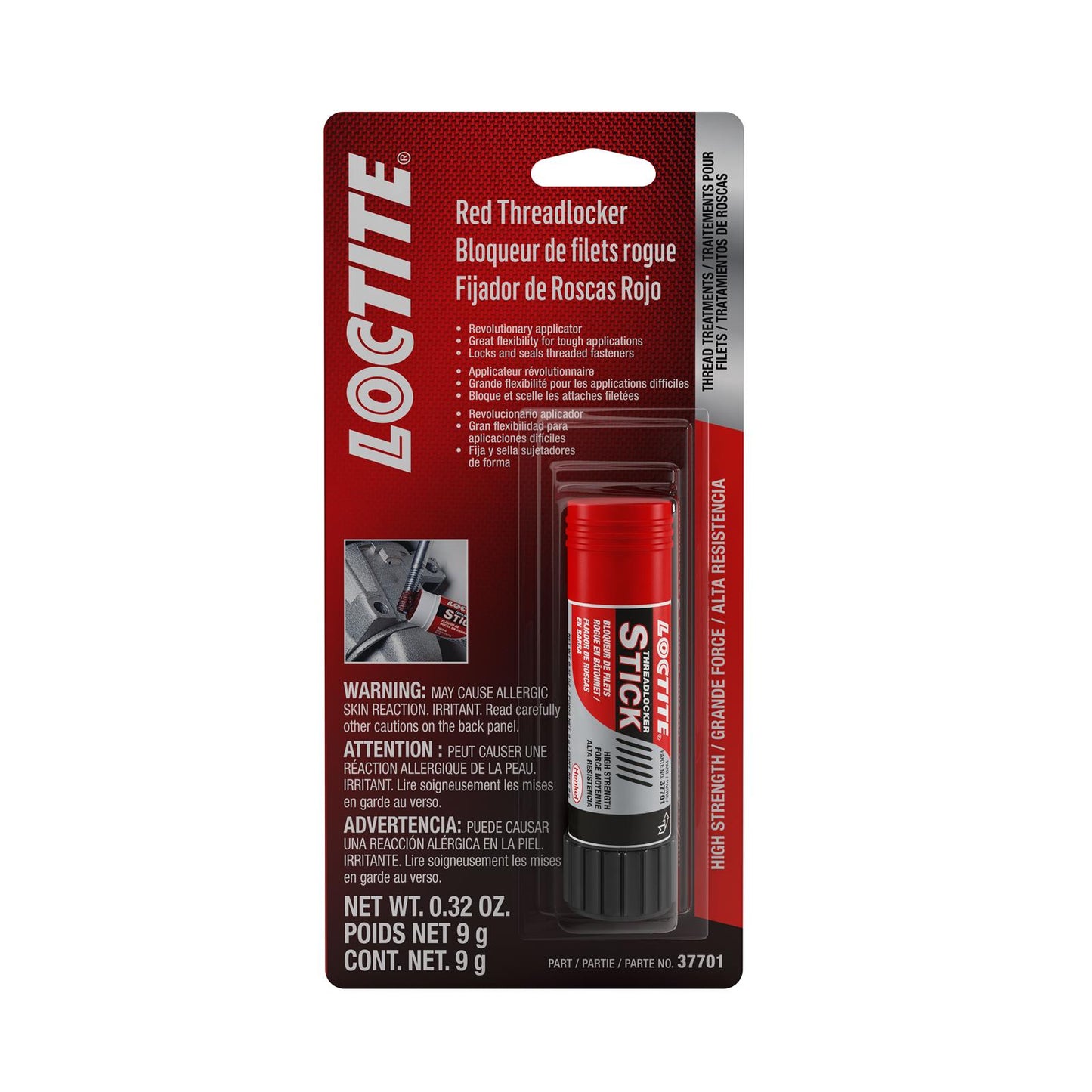 Locktite red high-strength threadlocker stick 9g 37701