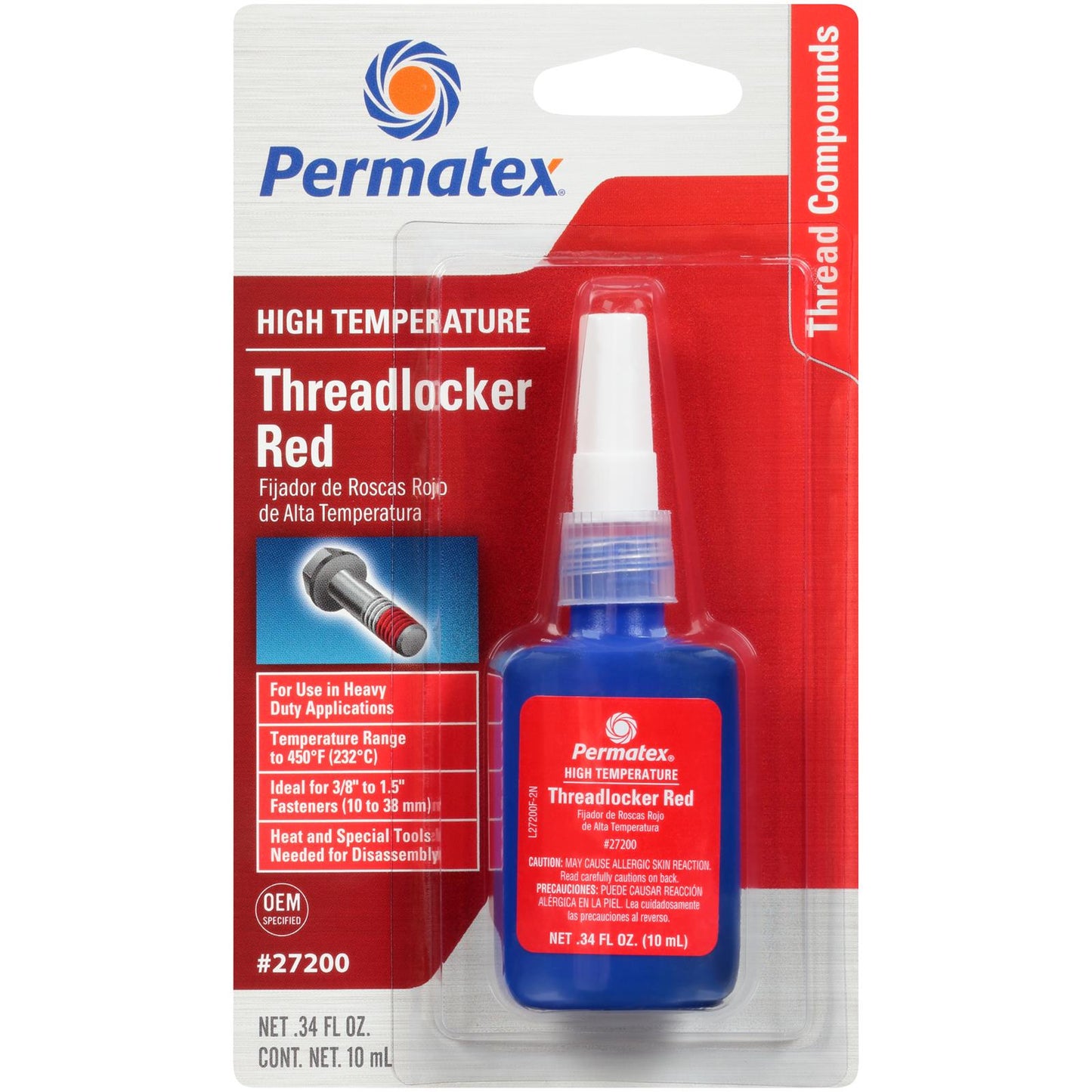 Permatex High-Temperature Red Threadlocker 0.34oz 27200