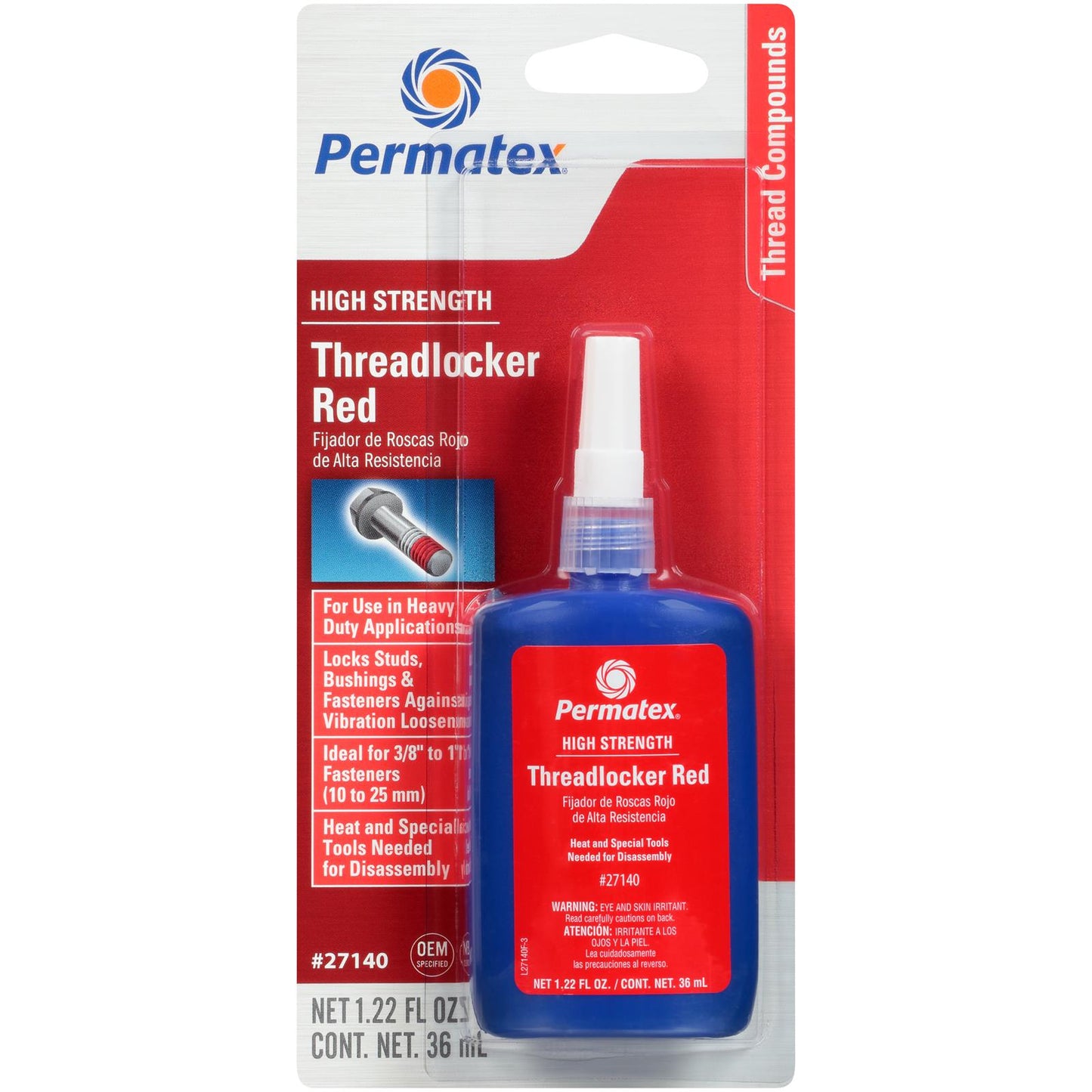 Permatex High-Temperature Red Threadlocker 1.22oz 27140