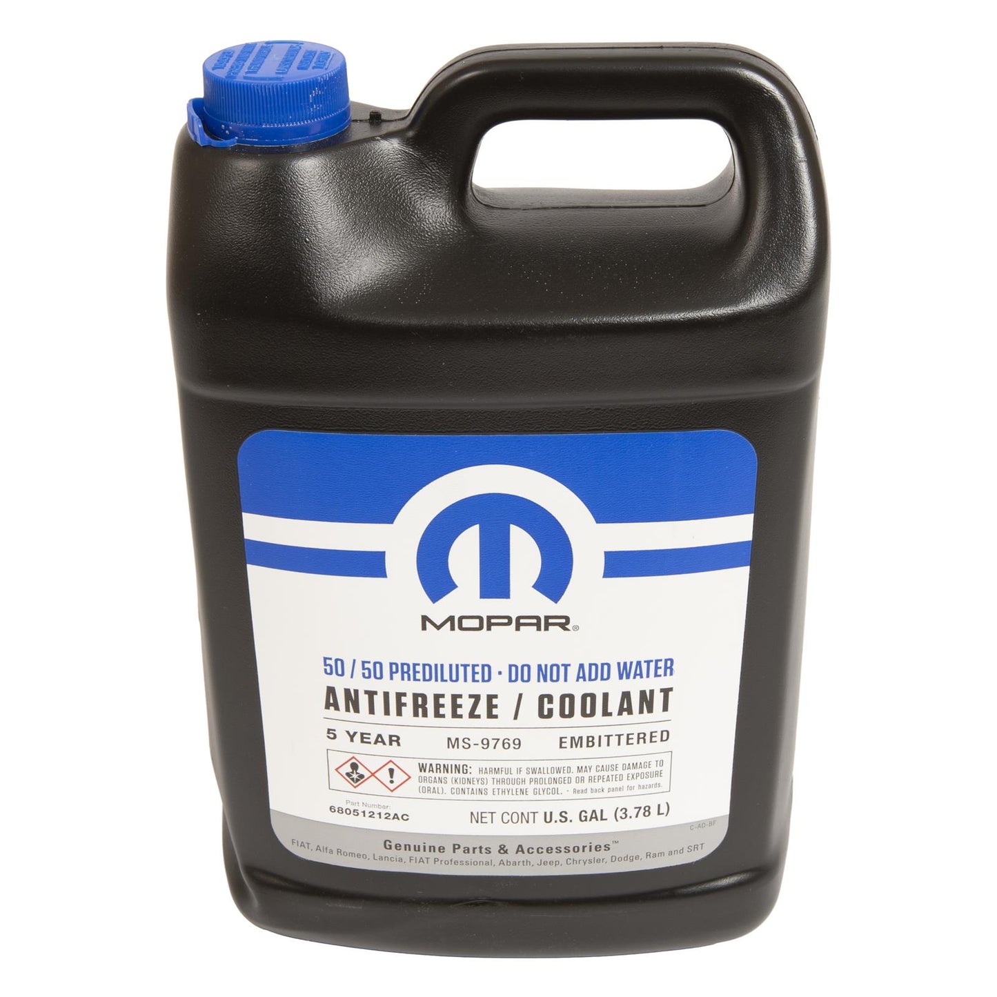 Mopar Replacement 50/50 Premixed Embittered Five Year/100,000 Mile Antifreeze Coolants 68051212AC