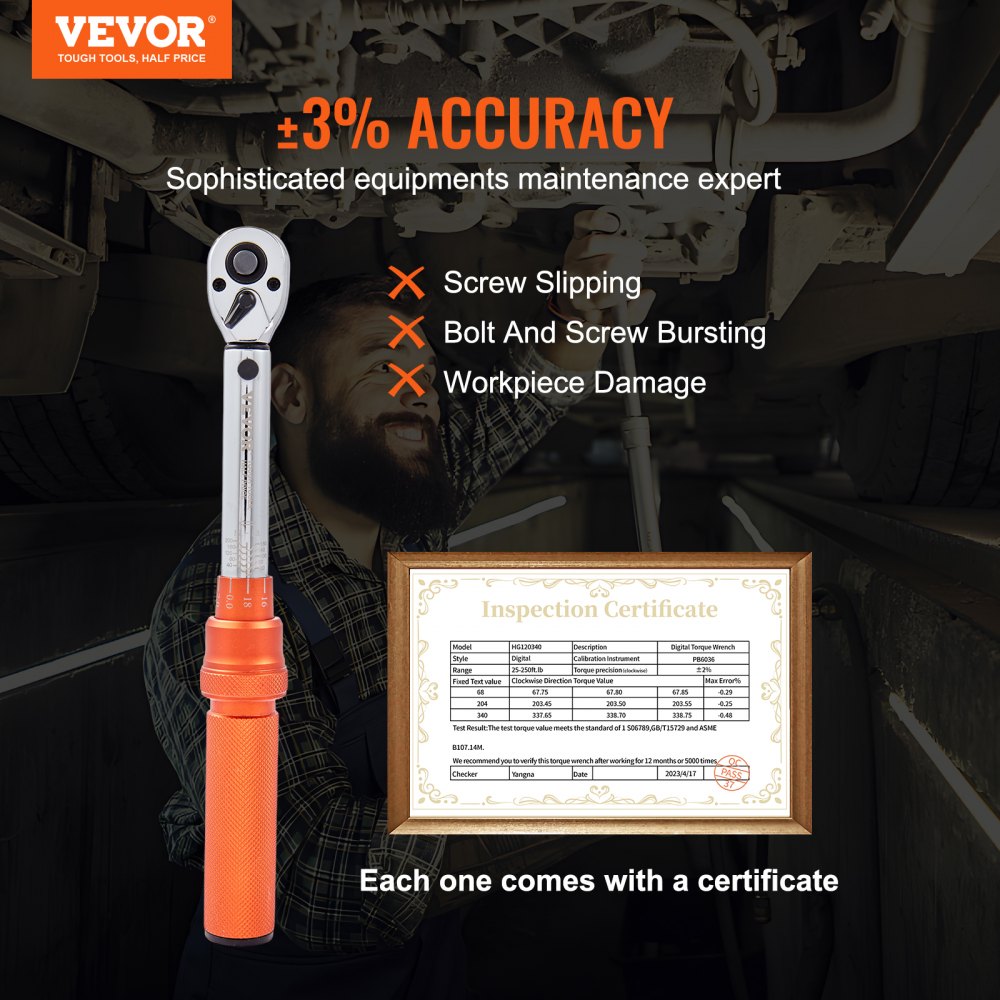 VEVOR 1/4-inch Drive Click Torque Wrench