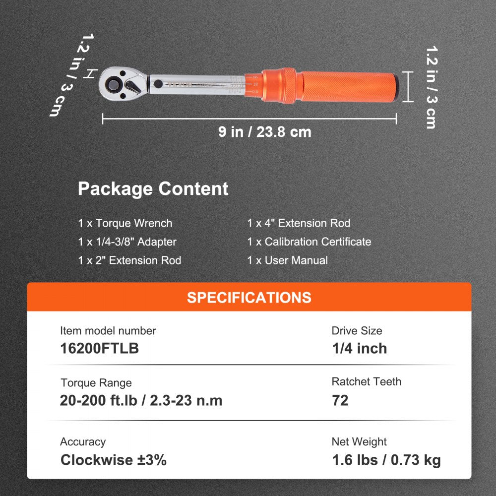 VEVOR 1/4-inch Drive Click Torque Wrench