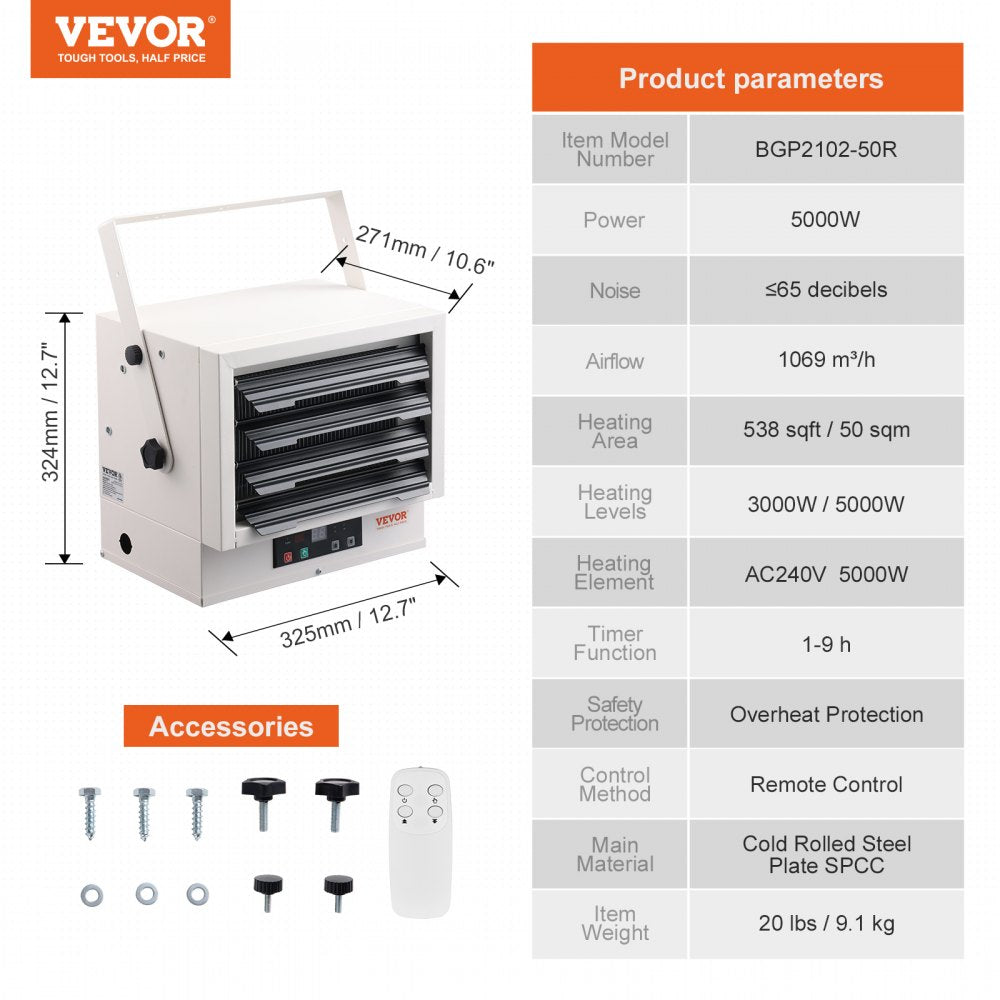 VEVOR Electric Shop Heater 5000-Watt