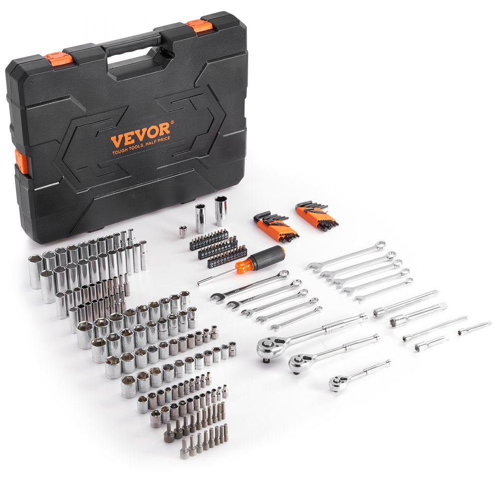 VEVOR 1/4" 3/8" 1/2" Drive Socket & Tool Set