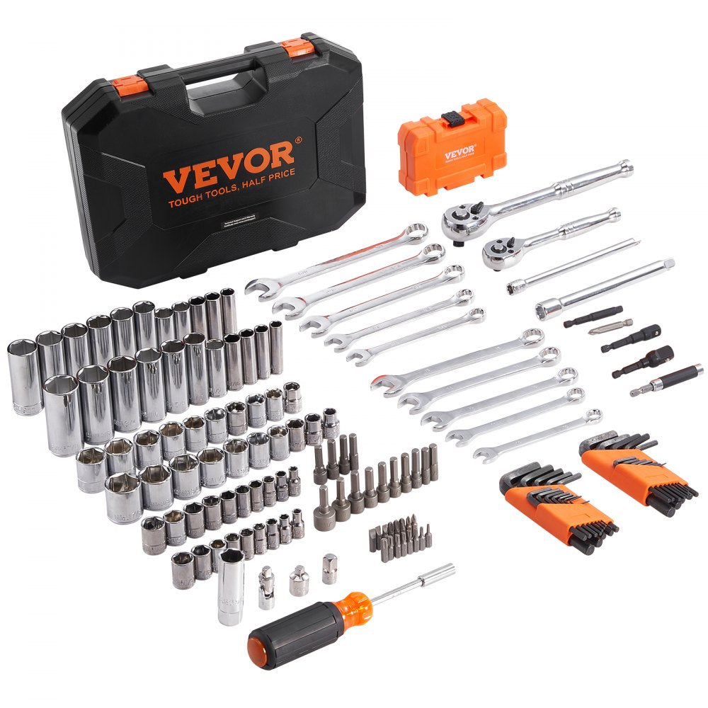 VEVOR 1/4" and 3/8" Drive Socket & Tool Set