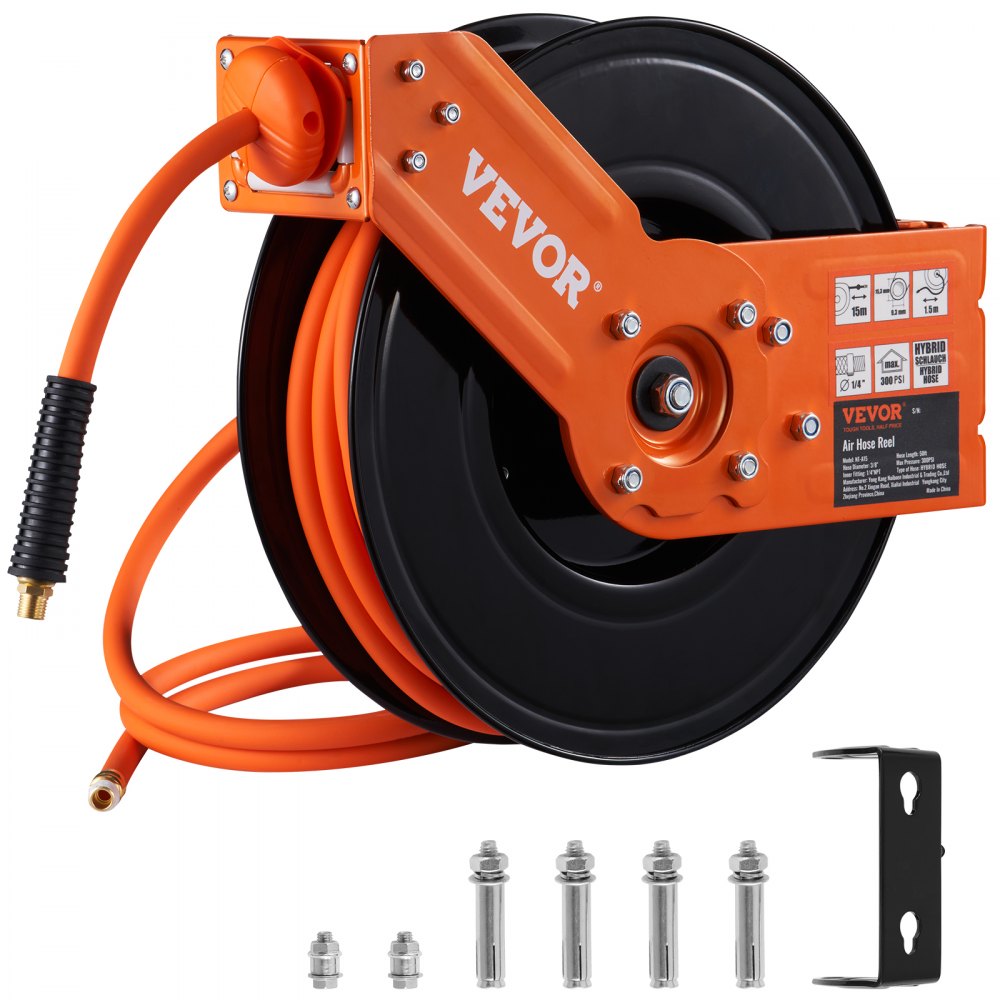 VEVOR 3/8 IN x 50 FT Retractable Air Hose Reel