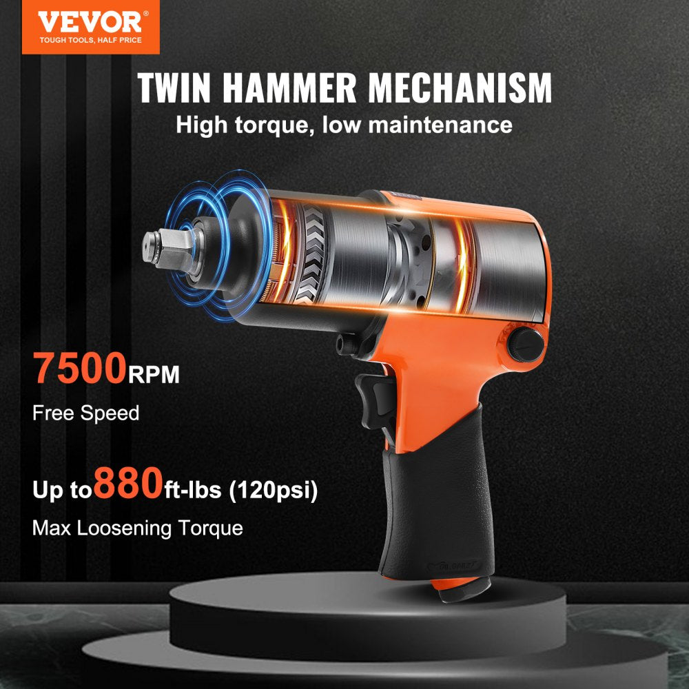 VEVOR 1/2" Drive Air Impact Gun Up to 880ft-lbs