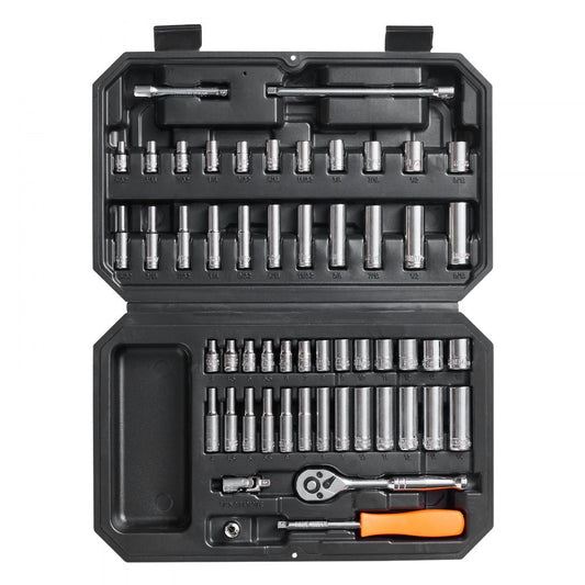 VEVOR 1/4 Inch Drive 54 Pieces Tool Set SAE and Metric