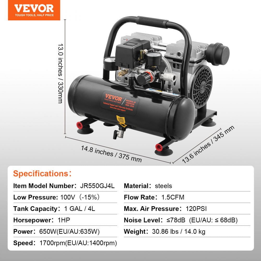 VEVOR Portable 1 Gallon 90 PSI Compressor